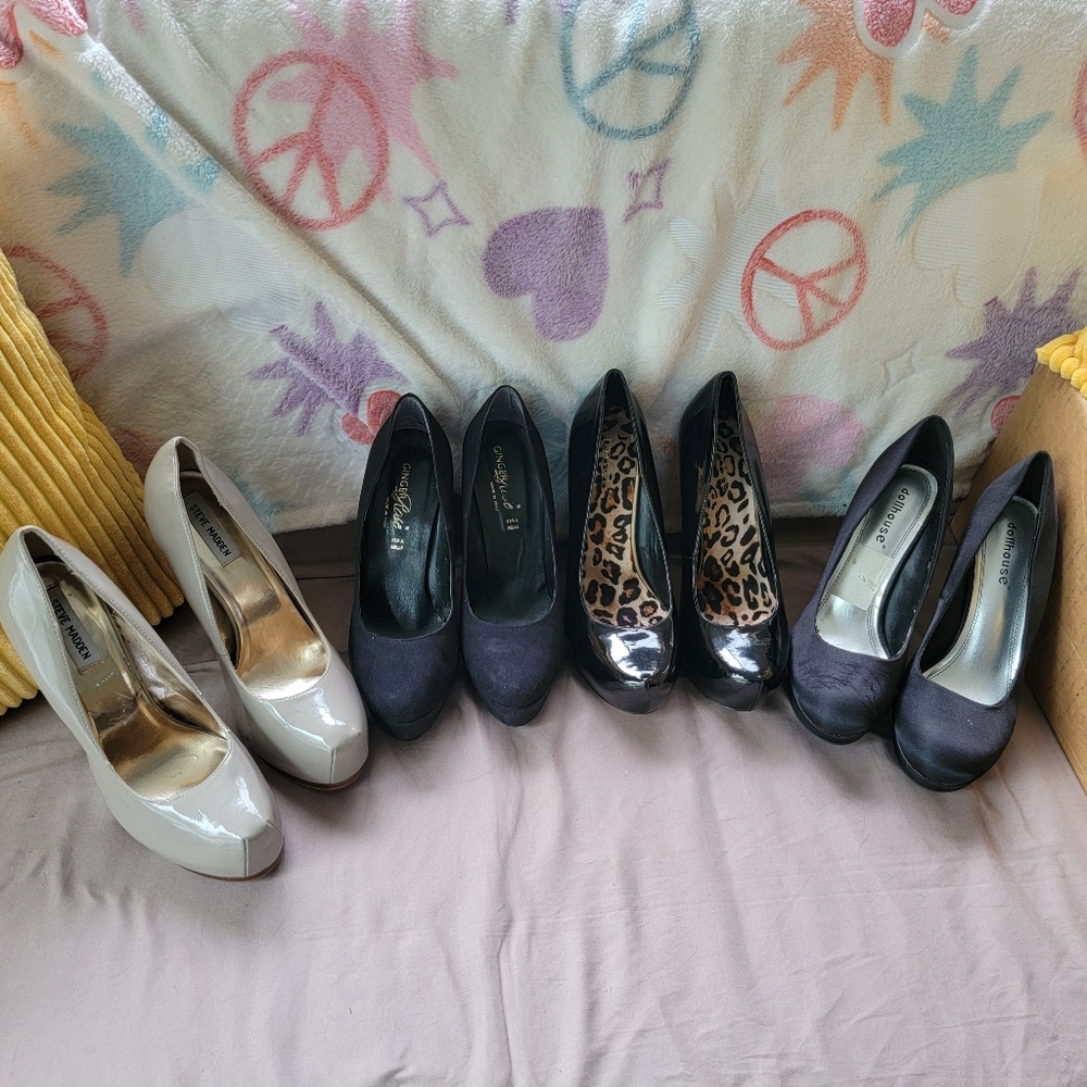 High heels bundle 4 pair sz 10 except tan is 9.5